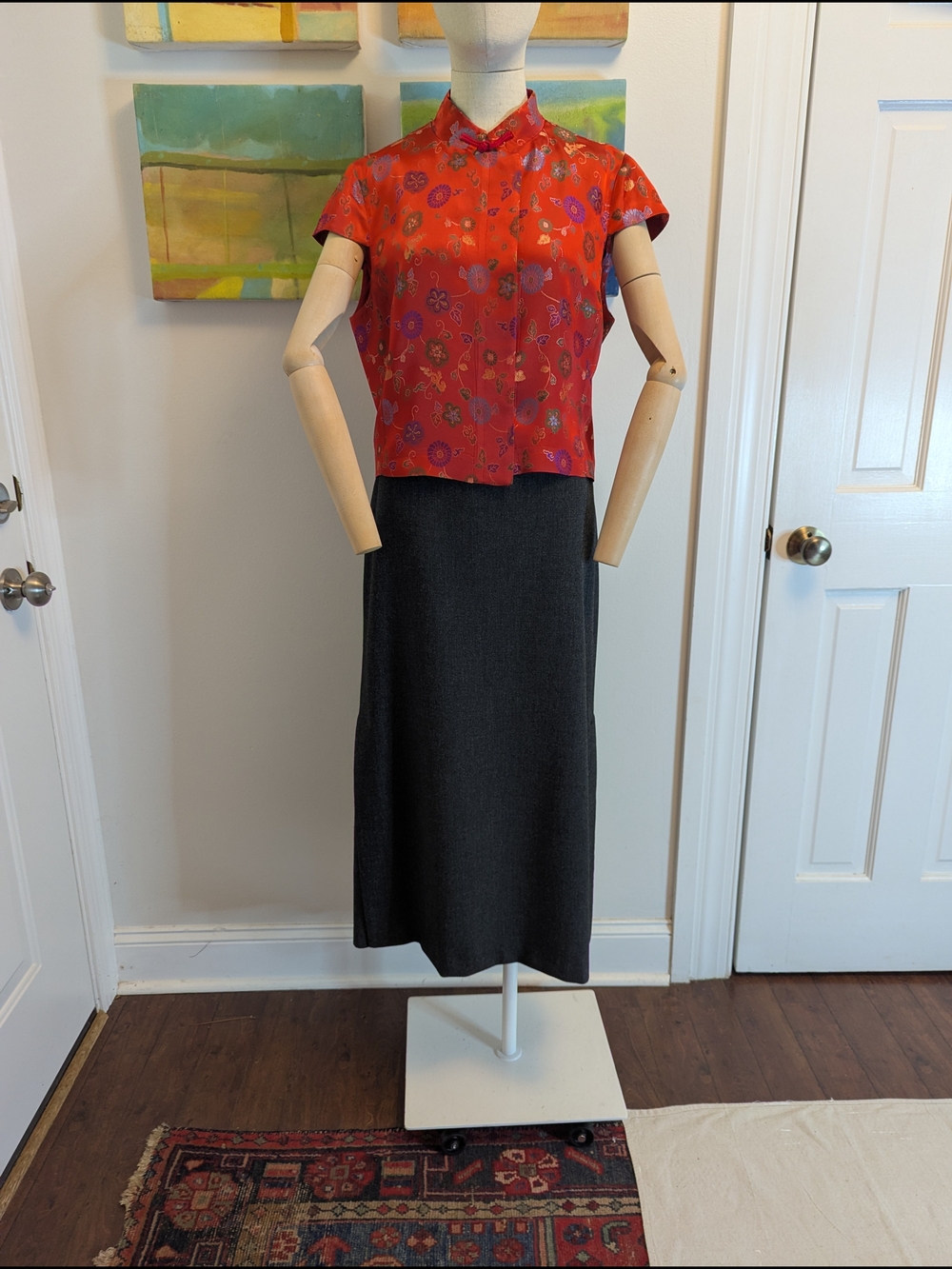 Vintage 1990s Alain Manoukian Designer 2 Piece Set W/Top And Skirt